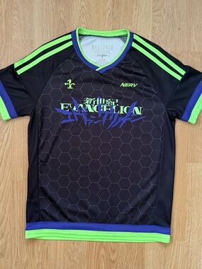Bioworld Neon Genesis Evangelion Ikari 01 NERV Soccer Jersey in Black Anime SM